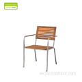 Diseño simple de acero inoxidable con asiento horizontal de teca.